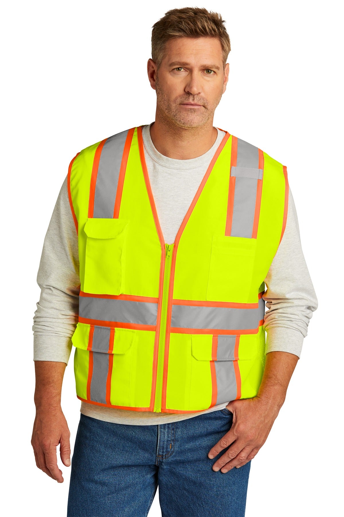 CornerStone ? ANSI 107 Class 2 Surveyor Zippered Two-Tone Vest. CSV105