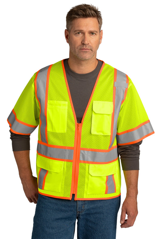 CornerStone ? ANSI 107 Class 3 Surveyor Mesh Zippered Two-Tone Short Sleeve Vest. CSV106