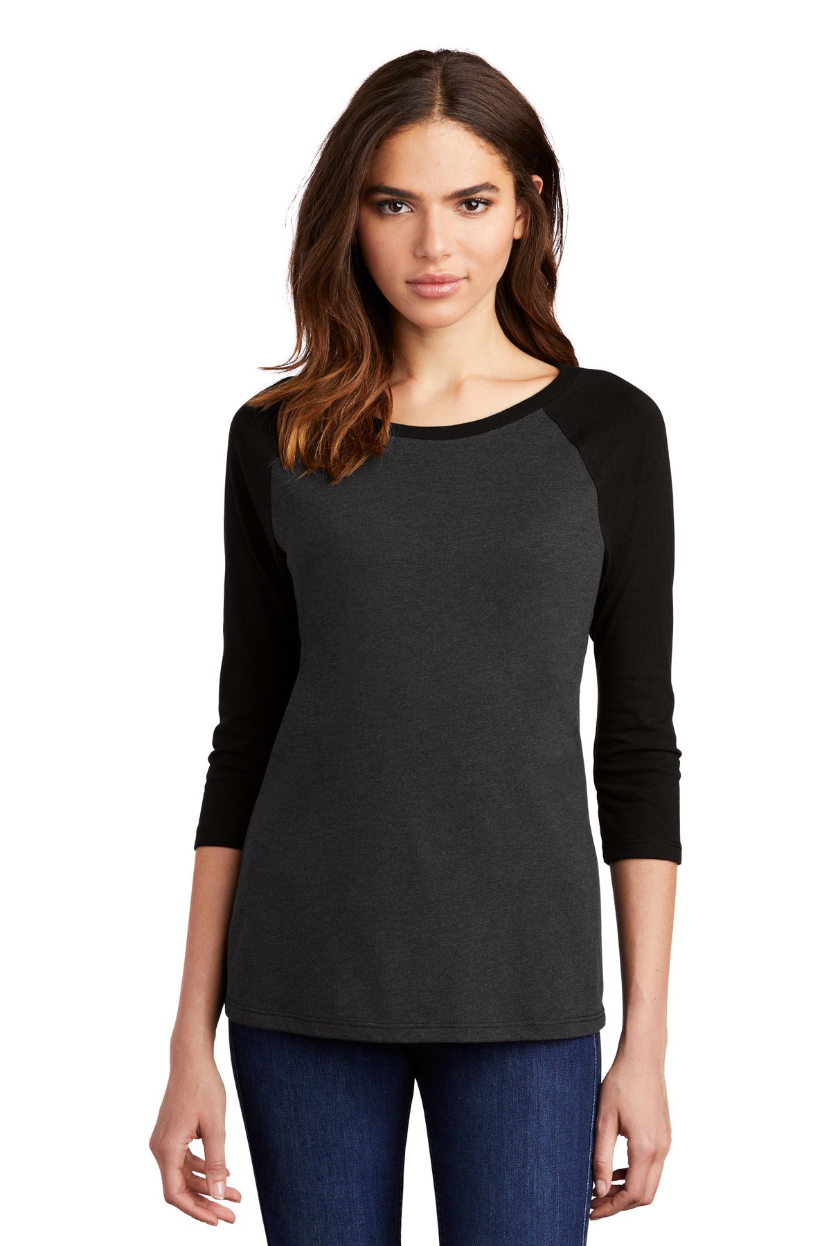 District? Women's Perfect Tri? 3/4-Sleeve Raglan. DM136L