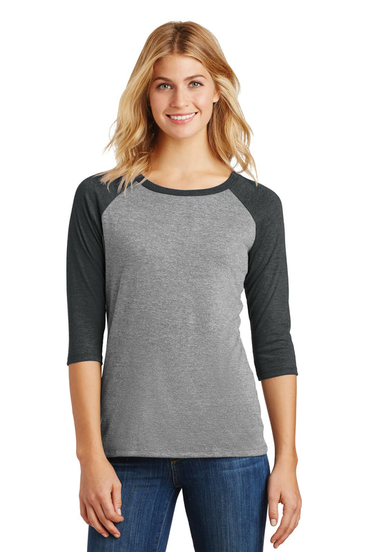 District? Women's Perfect Tri? 3/4-Sleeve Raglan. DM136L