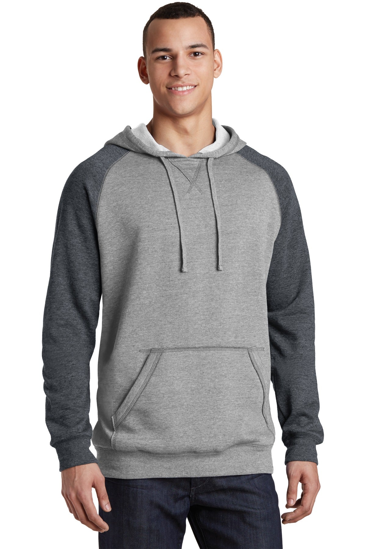 District? Young Mens Lightweight Fleece Raglan Hoodie.  DT196