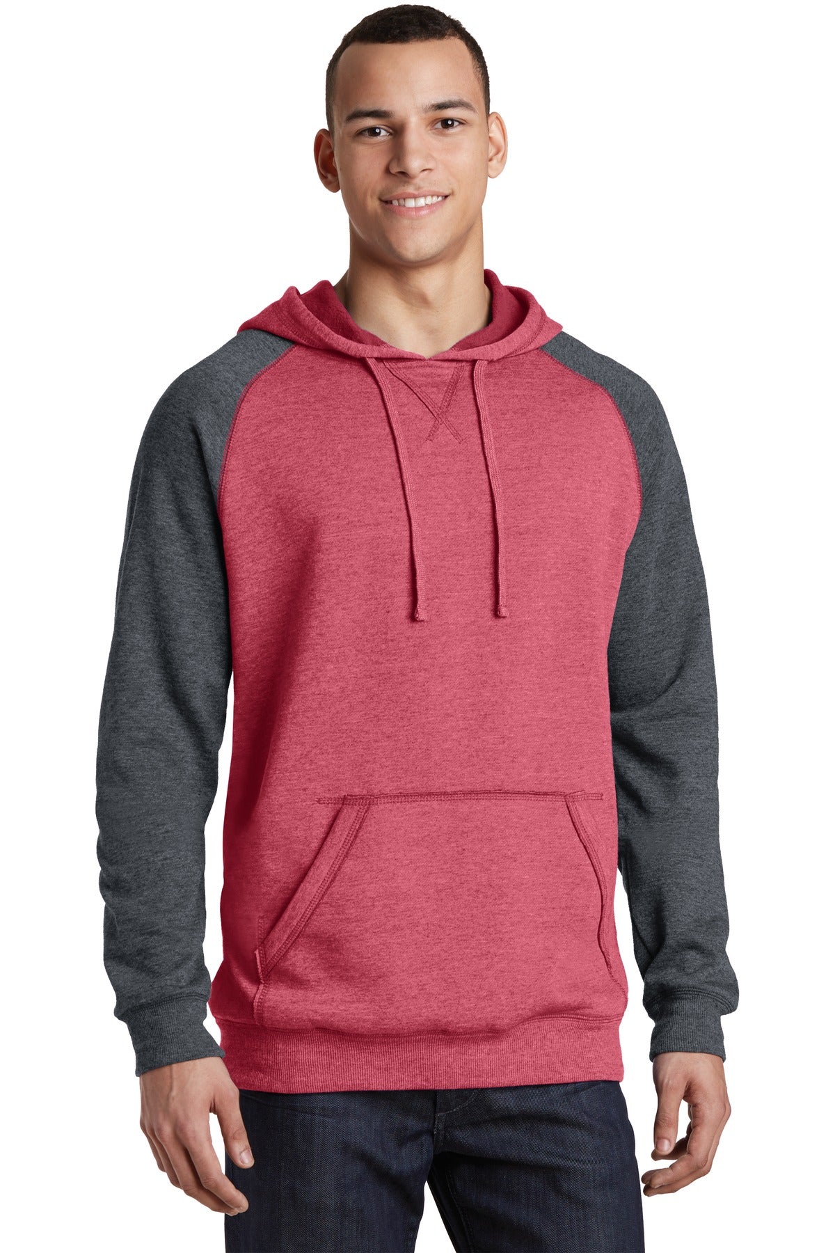 District? Young Mens Lightweight Fleece Raglan Hoodie.  DT196