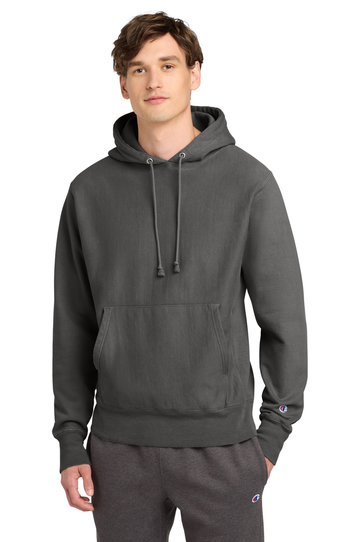 Champion Â® Reverse Weave Â® Garment-Dyed Hooded Sweatshirt. GDS101