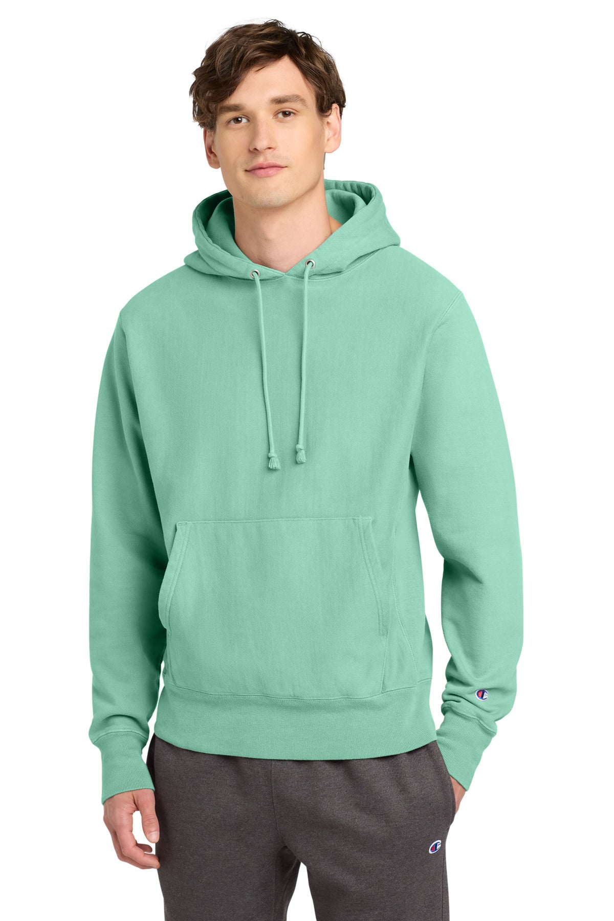 Champion Â® Reverse Weave Â® Garment-Dyed Hooded Sweatshirt. GDS101