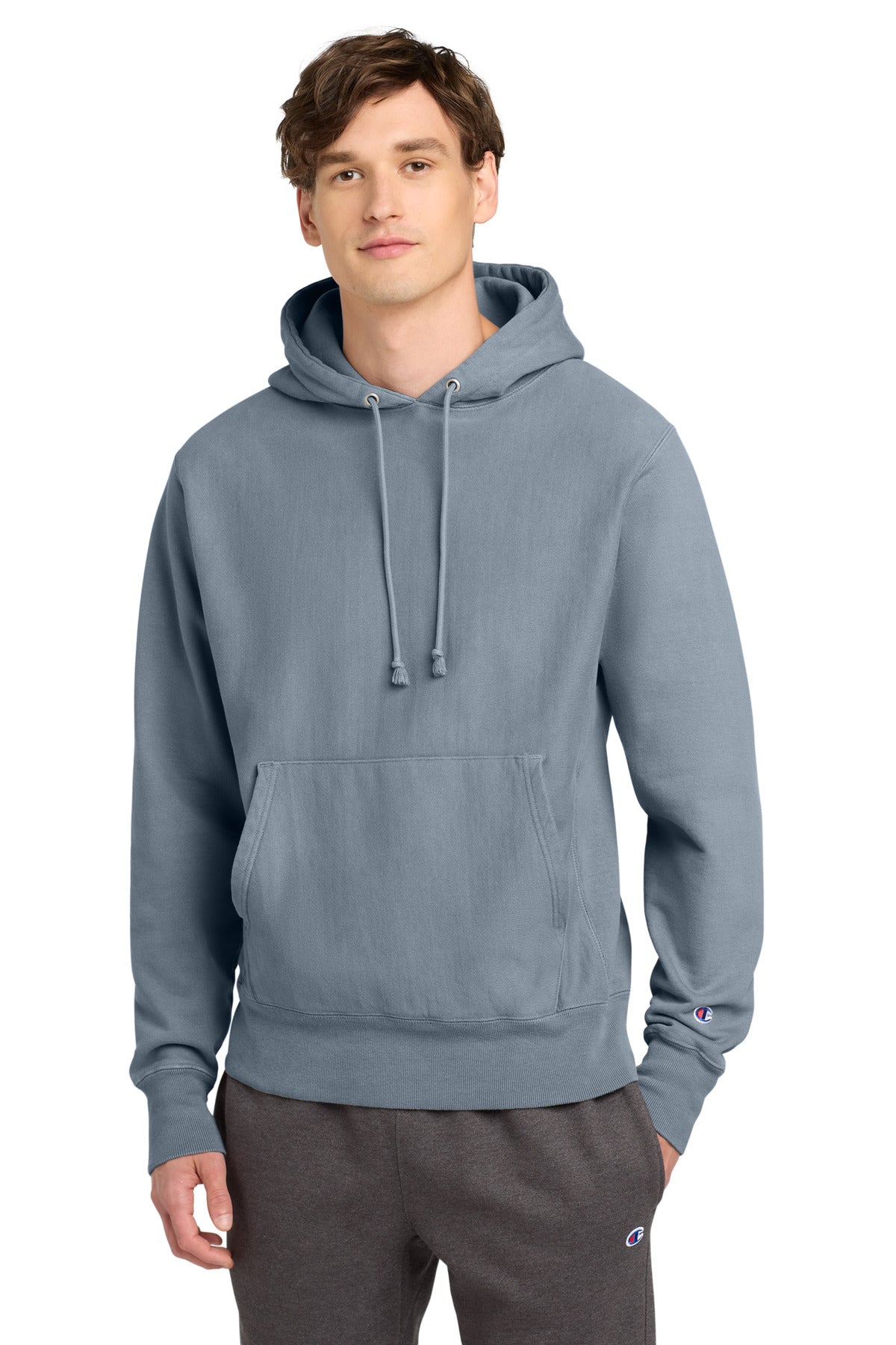 Champion Â® Reverse Weave Â® Garment-Dyed Hooded Sweatshirt. GDS101