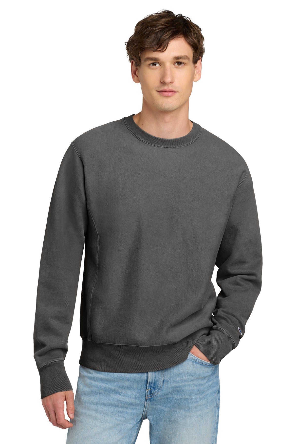 Champion Â® Reverse Weave Â® Garment-Dyed Crewneck Sweatshirt. GDS149