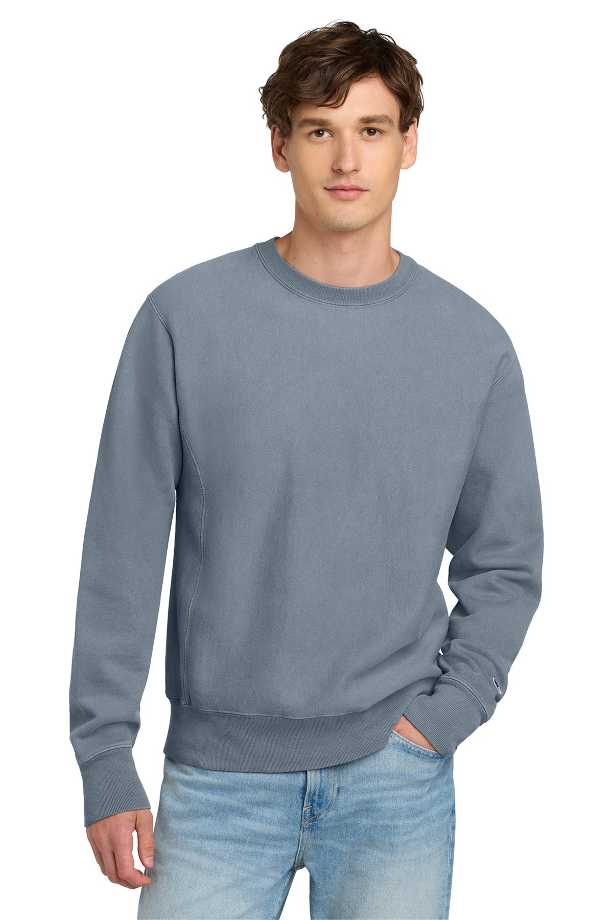 Champion Â® Reverse Weave Â® Garment-Dyed Crewneck Sweatshirt. GDS149