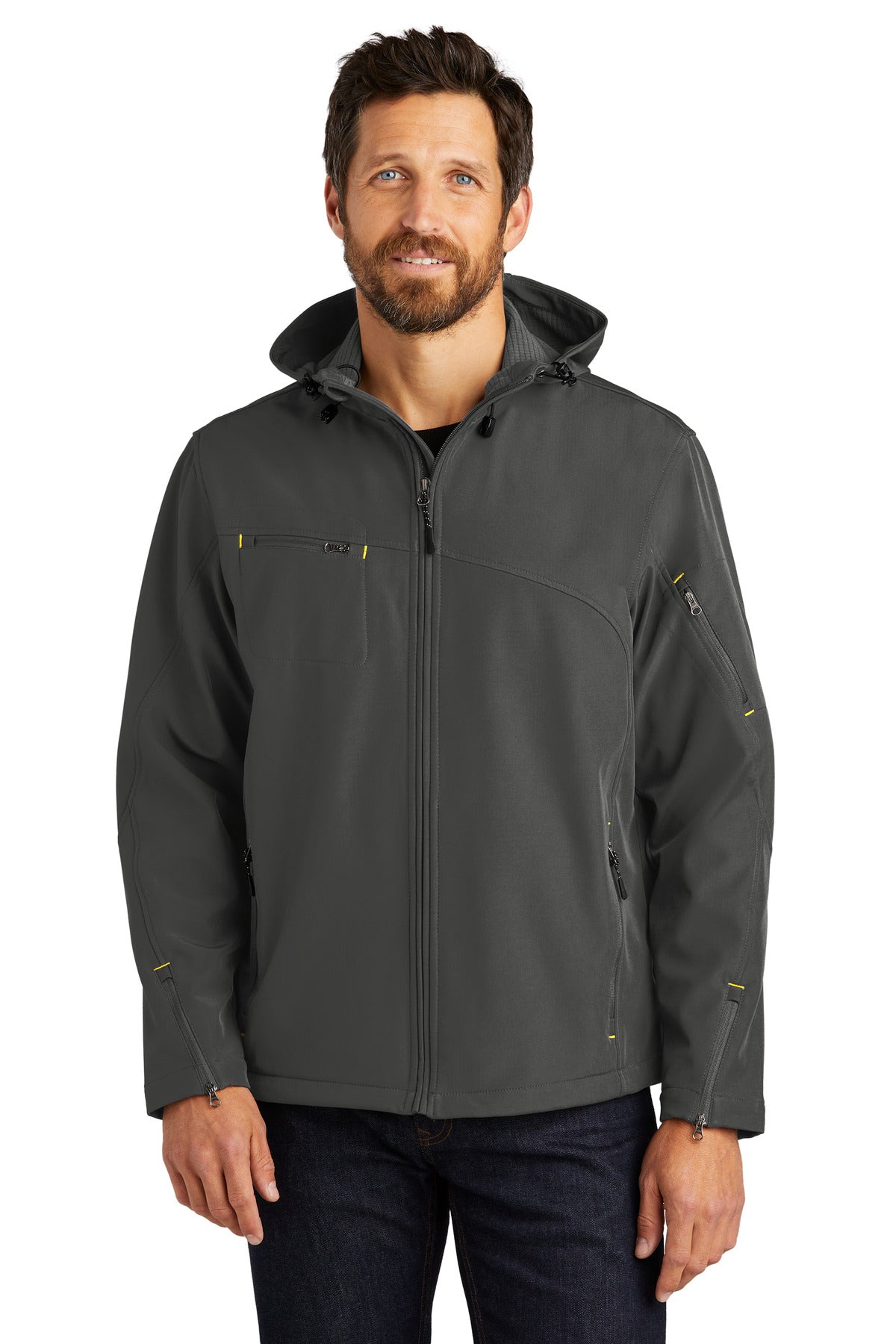 Port AuthorityÃ‚Â® Textured Hooded Soft Shell Jacket. J706