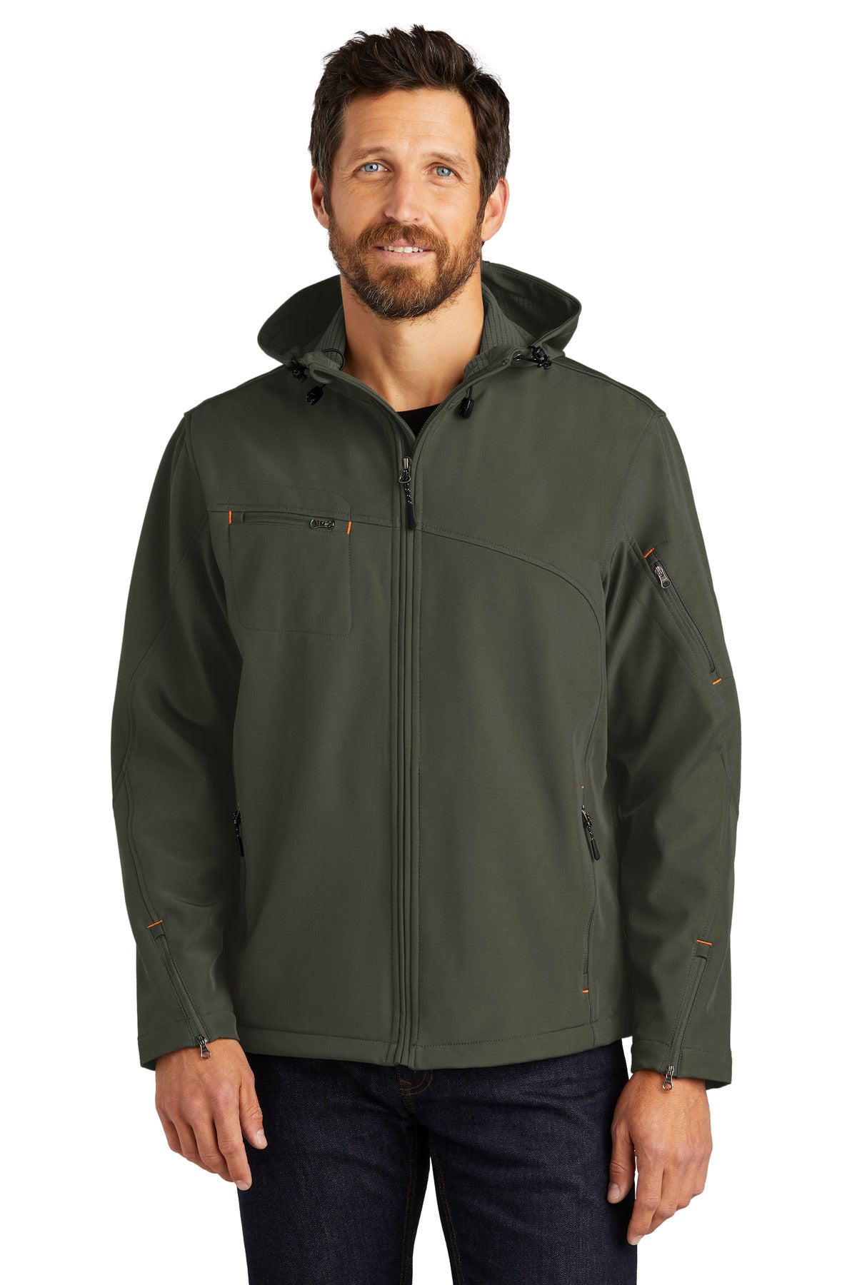 Port AuthorityÃ‚Â® Textured Hooded Soft Shell Jacket. J706