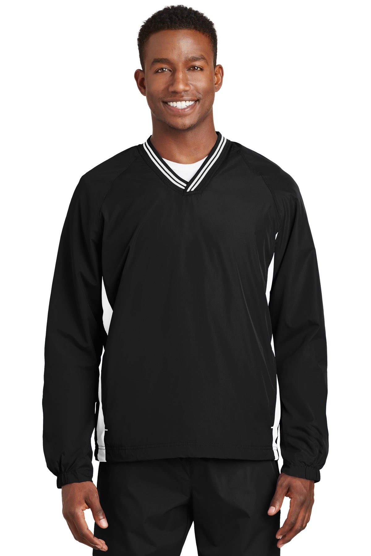 Sport-Tek? Tipped V-Neck Raglan Wind Shirt. JST62