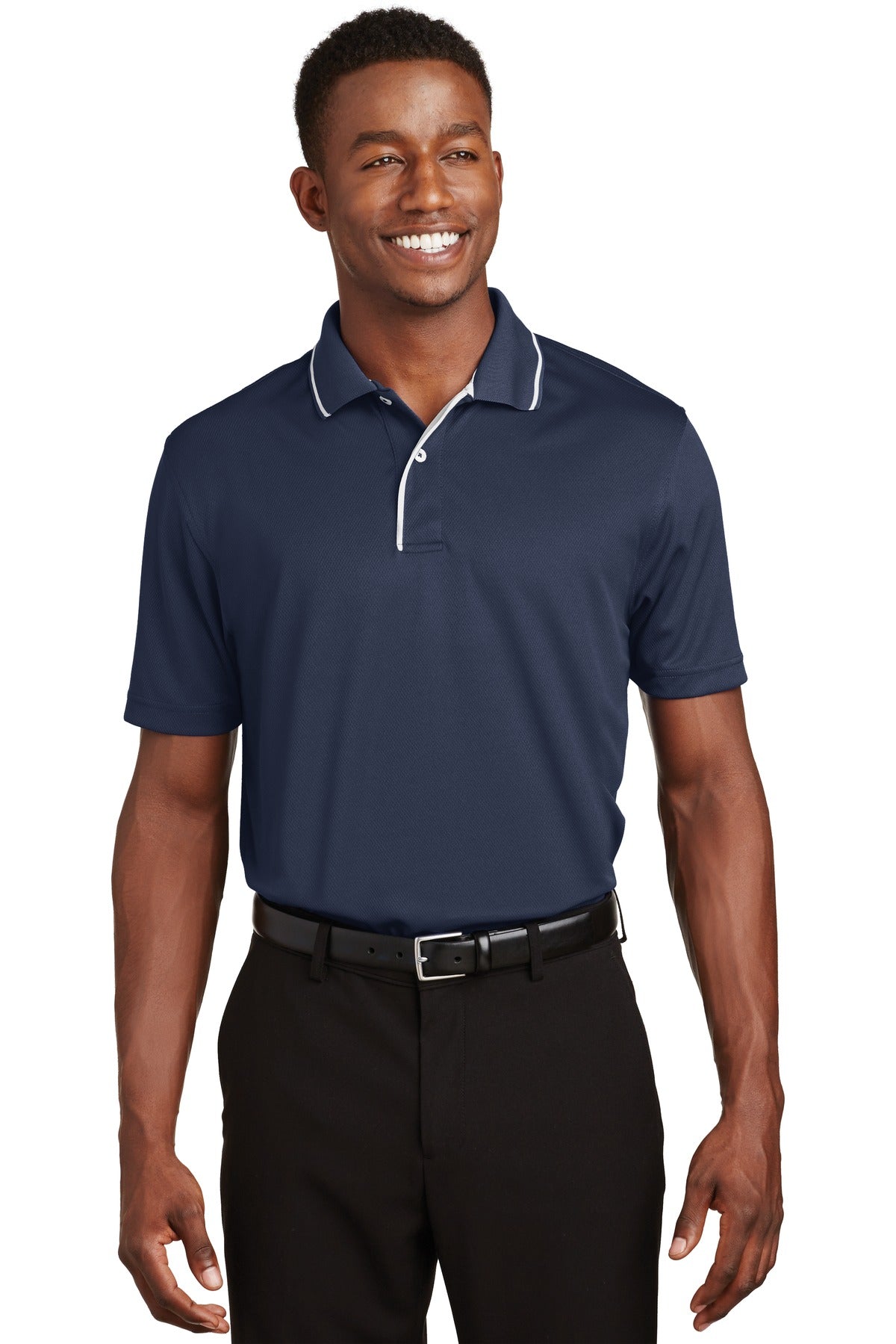 Sport-TekÂ® Dri-MeshÂ® Polo with Tipped Collar and Piping.  K467