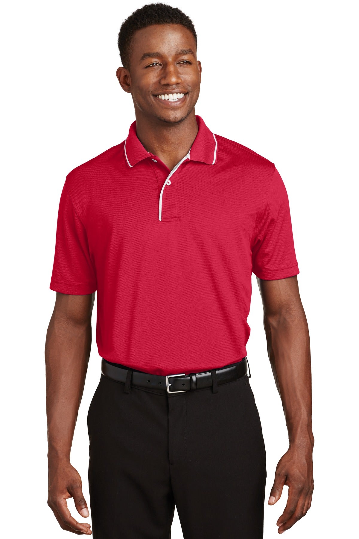 Sport-TekÂ® Dri-MeshÂ® Polo with Tipped Collar and Piping.  K467