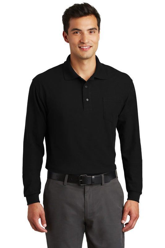 Port AuthorityÂ® Long Sleeve Silk Touchâ„¢ Polo with Pocket.  K500LSP