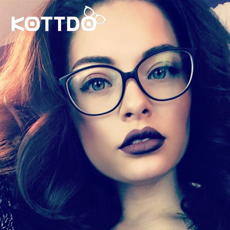 KOTTDO Fashion Women Cat Eye Eyeglasses Frame Men Optical Glasse Frame Retro Eyeglasses Computer Glasses Transparent glasses