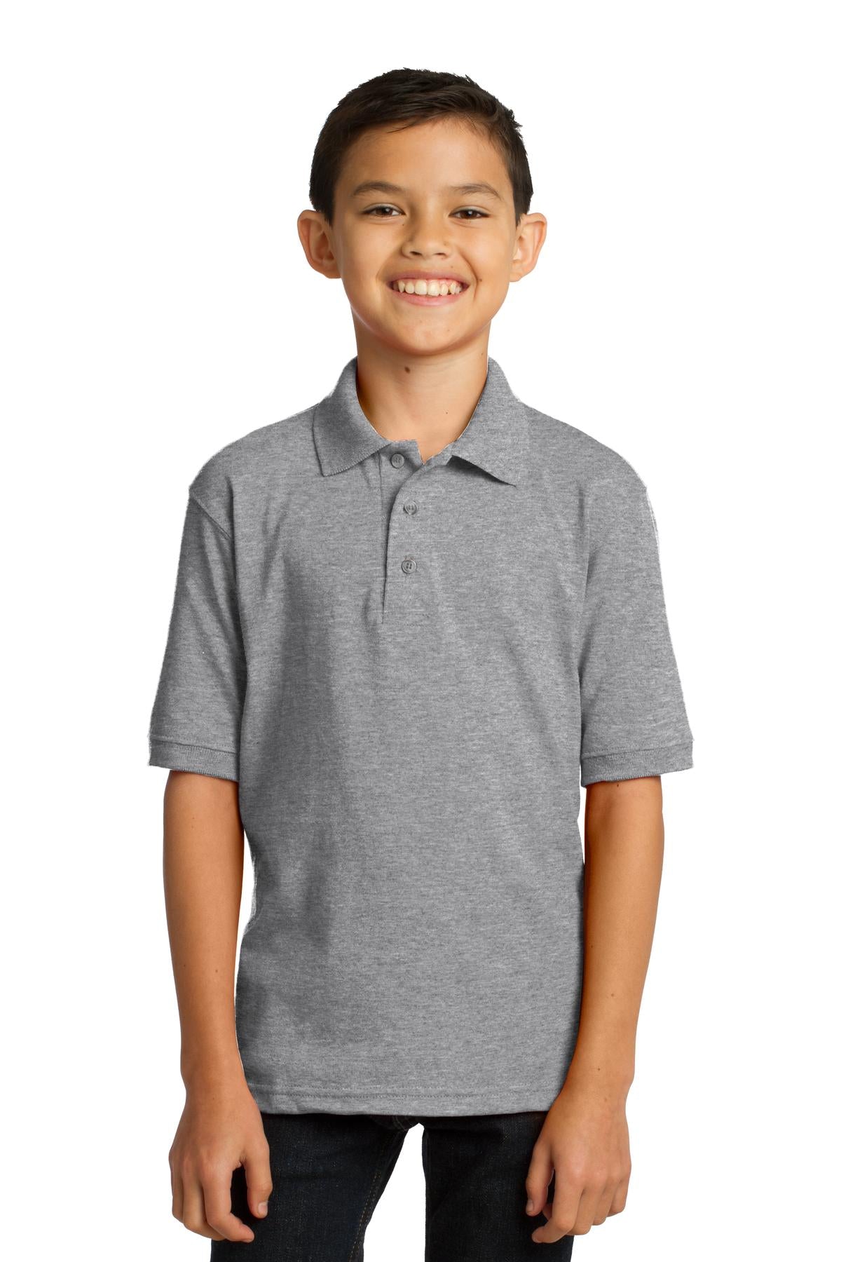 Port & CompanyÂ® Youth Core Blend Jersey Knit Polo. KP55Y