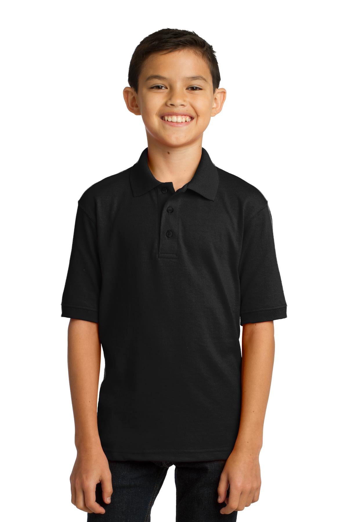 Port & CompanyÂ® Youth Core Blend Jersey Knit Polo. KP55Y