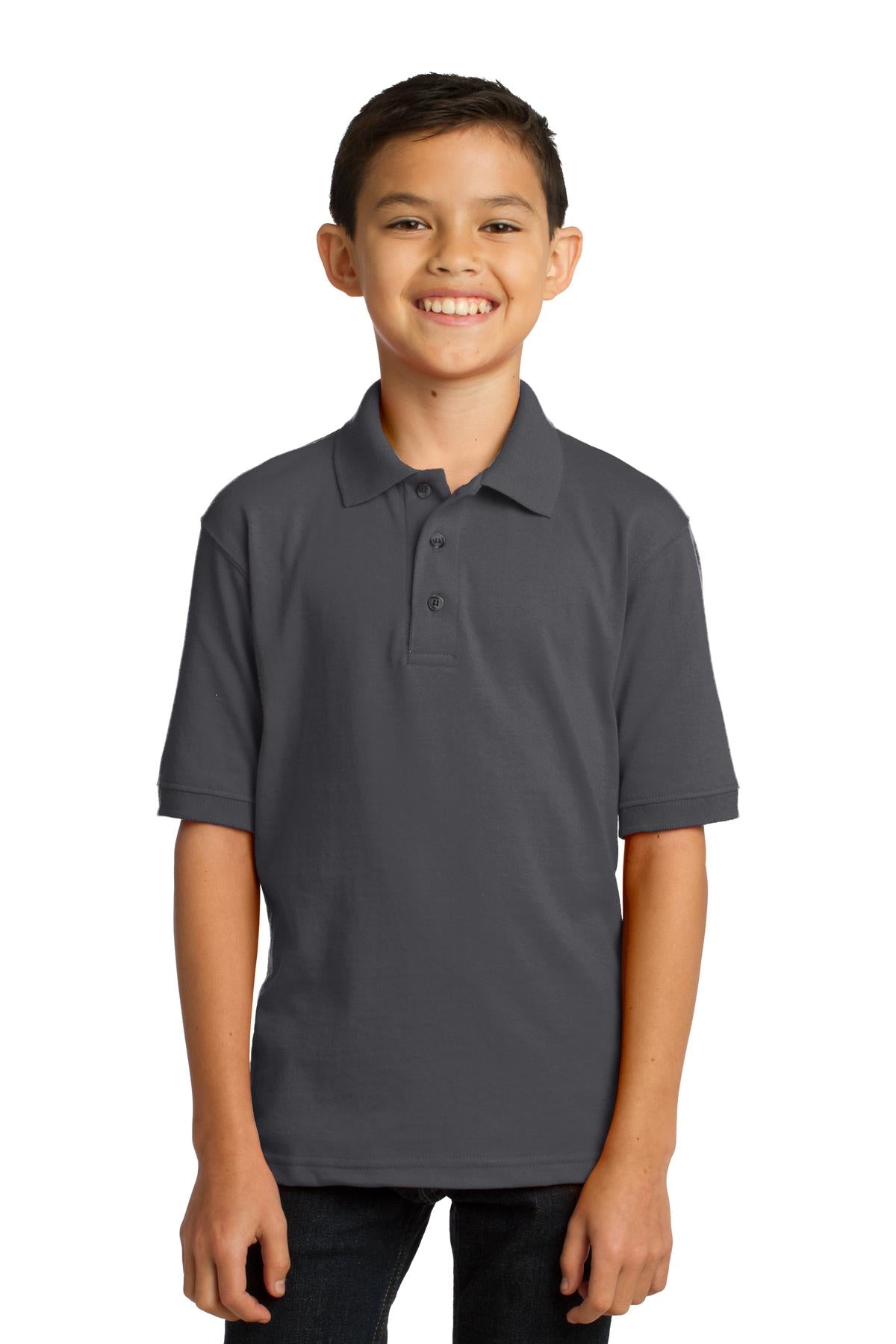 Port & CompanyÂ® Youth Core Blend Jersey Knit Polo. KP55Y