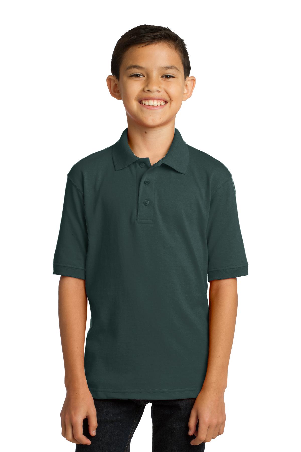 Port & CompanyÂ® Youth Core Blend Jersey Knit Polo. KP55Y