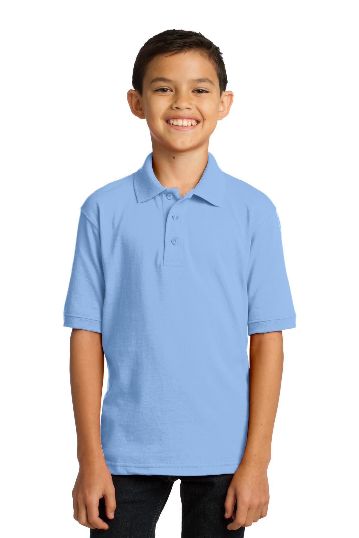 Port & CompanyÂ® Youth Core Blend Jersey Knit Polo. KP55Y