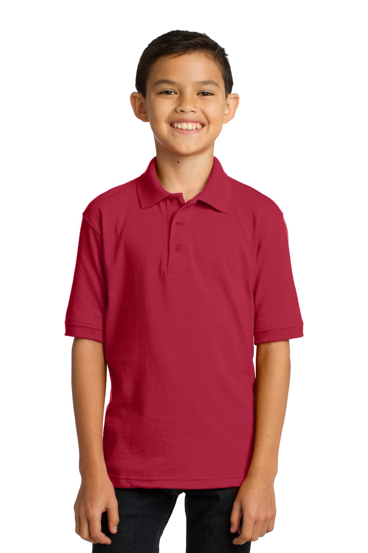 Port & CompanyÂ® Youth Core Blend Jersey Knit Polo. KP55Y