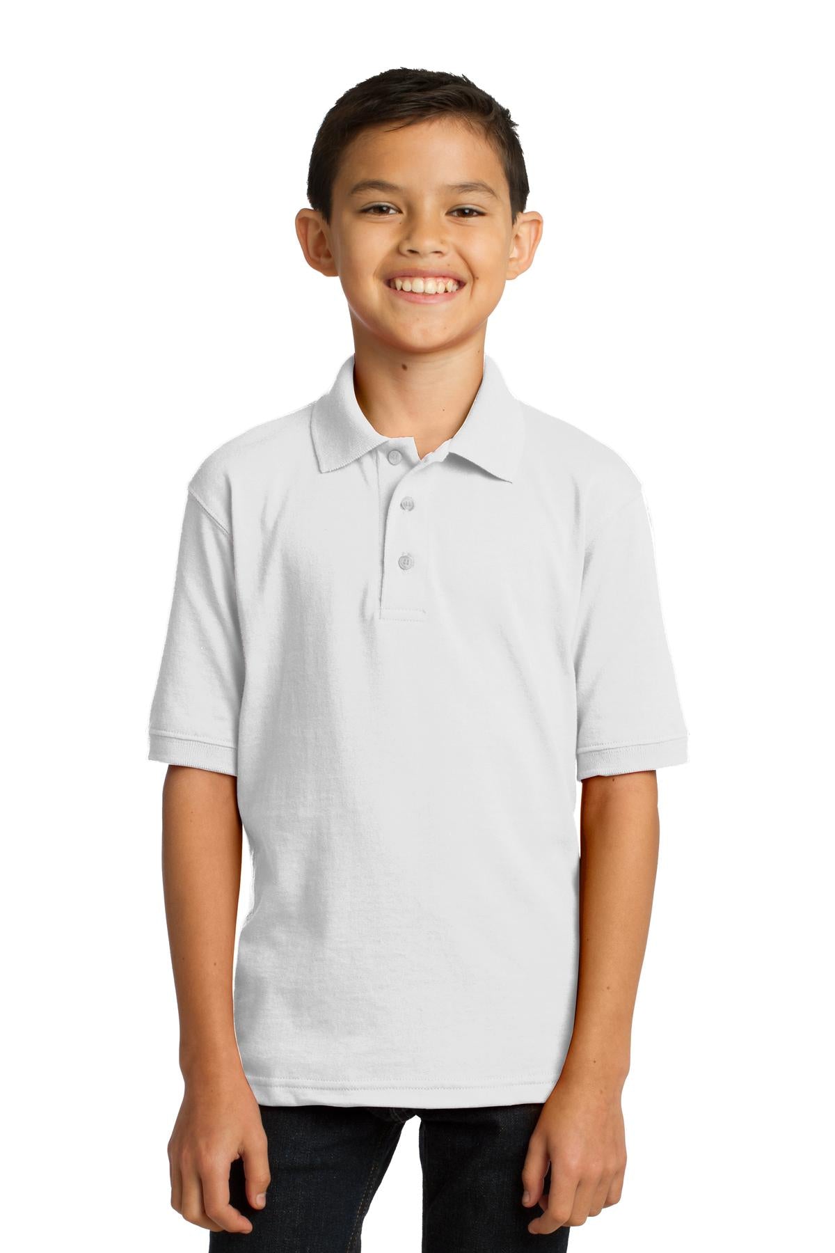 Port & CompanyÂ® Youth Core Blend Jersey Knit Polo. KP55Y