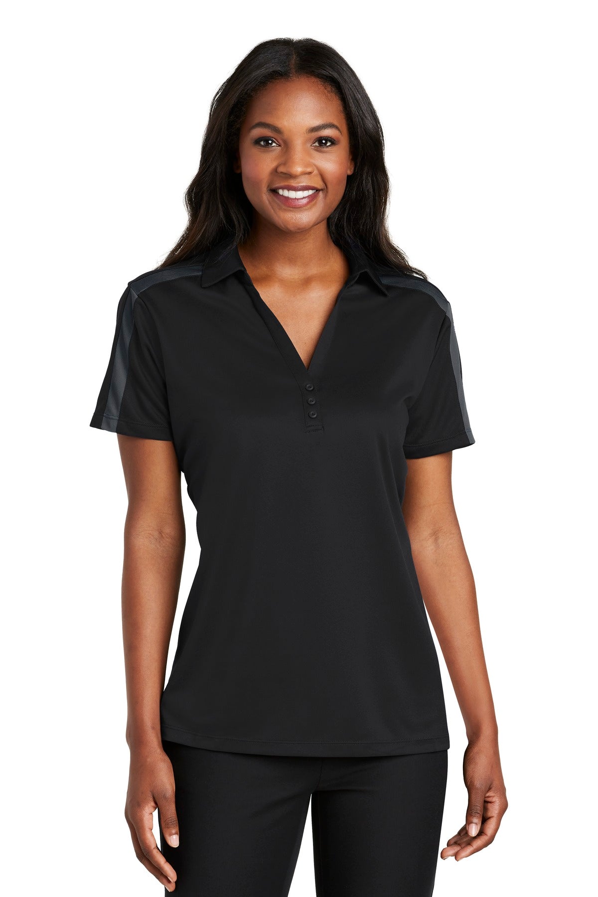 Port AuthorityÂ® Women's Silk Touchâ„¢ Performance Colorblock Stripe Polo. L547