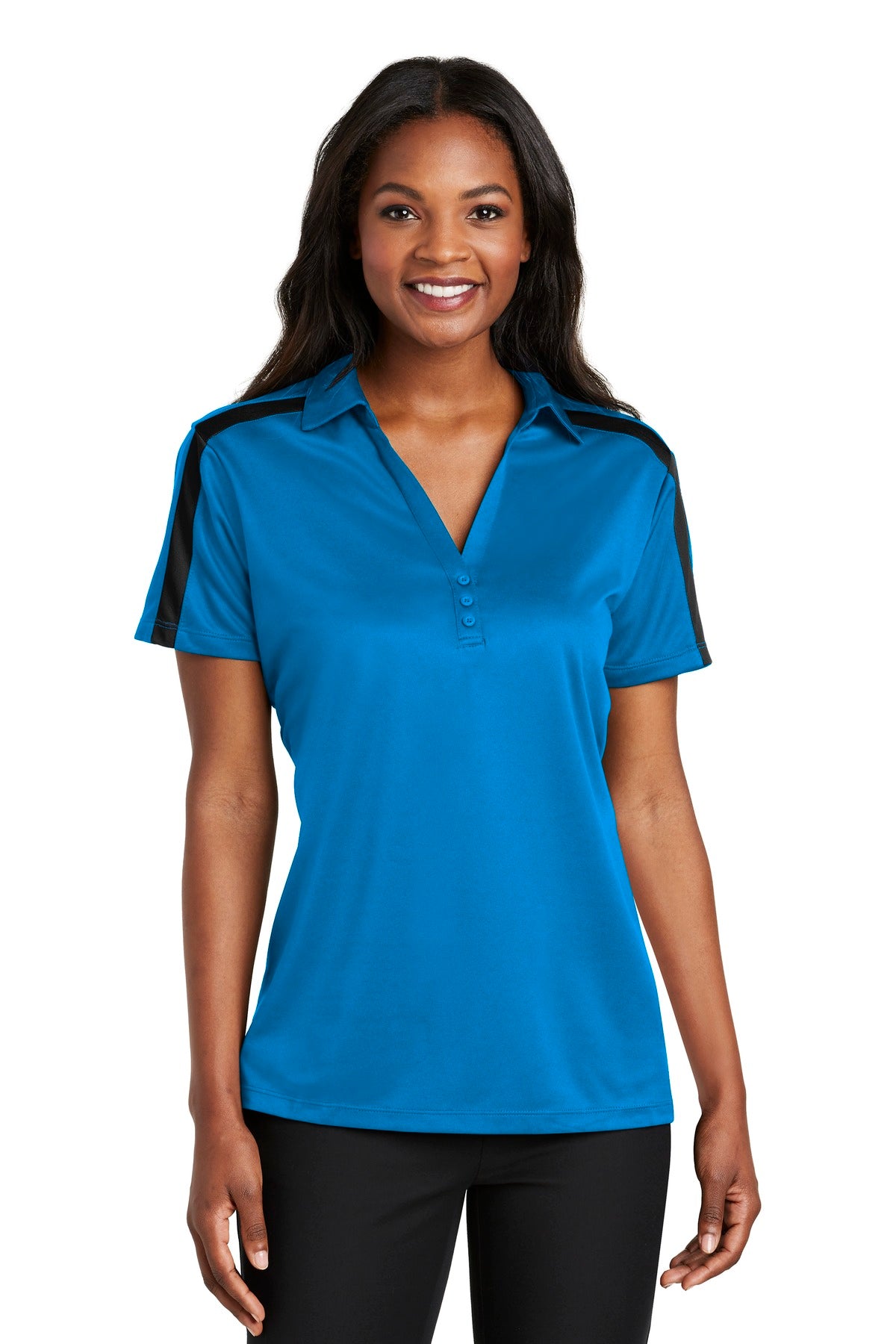 Port AuthorityÂ® Women's Silk Touchâ„¢ Performance Colorblock Stripe Polo. L547