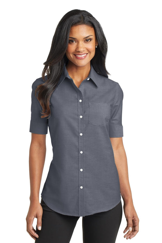 Port AuthorityÂ® Women's Short Sleeve SuperProâ„¢ Oxford Shirt. L659