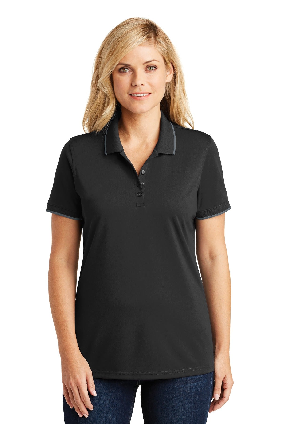 Port AuthorityÂ® Women's Dry ZoneÂ® UV Micro-Mesh Tipped Polo. LK111