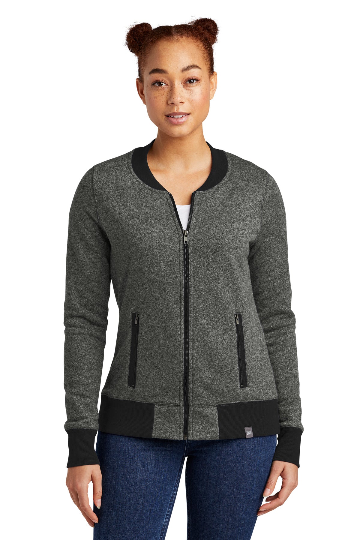 New Era? Women's French Terry Baseball Full-Zip. LNEA503