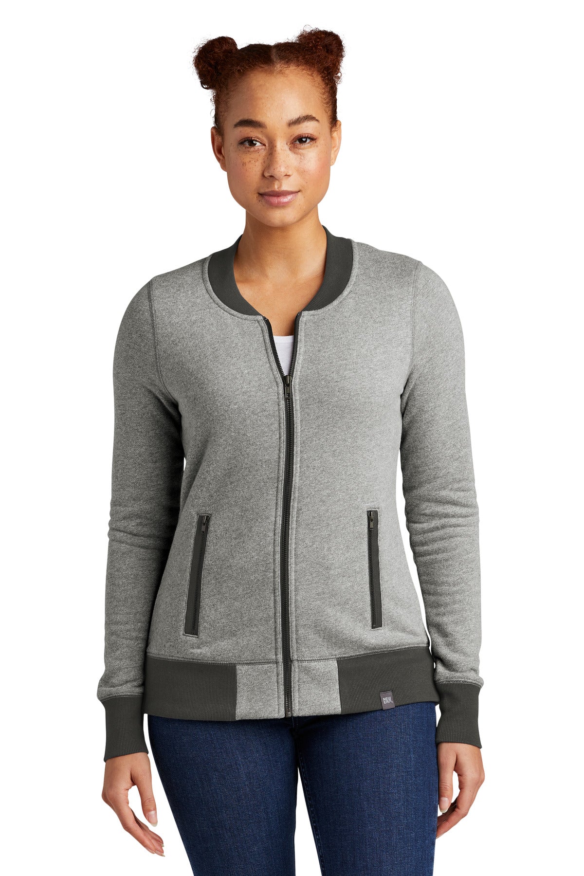 New Era? Women's French Terry Baseball Full-Zip. LNEA503