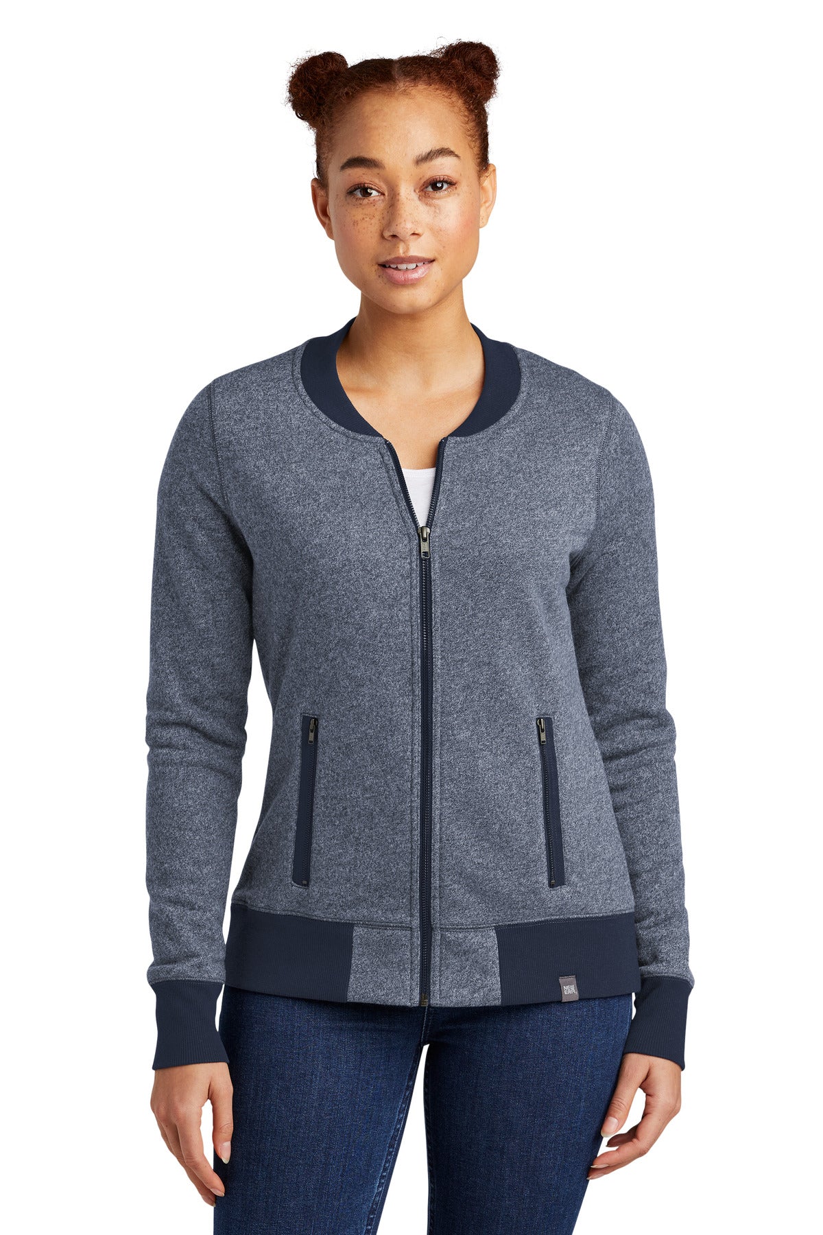 New Era? Women's French Terry Baseball Full-Zip. LNEA503