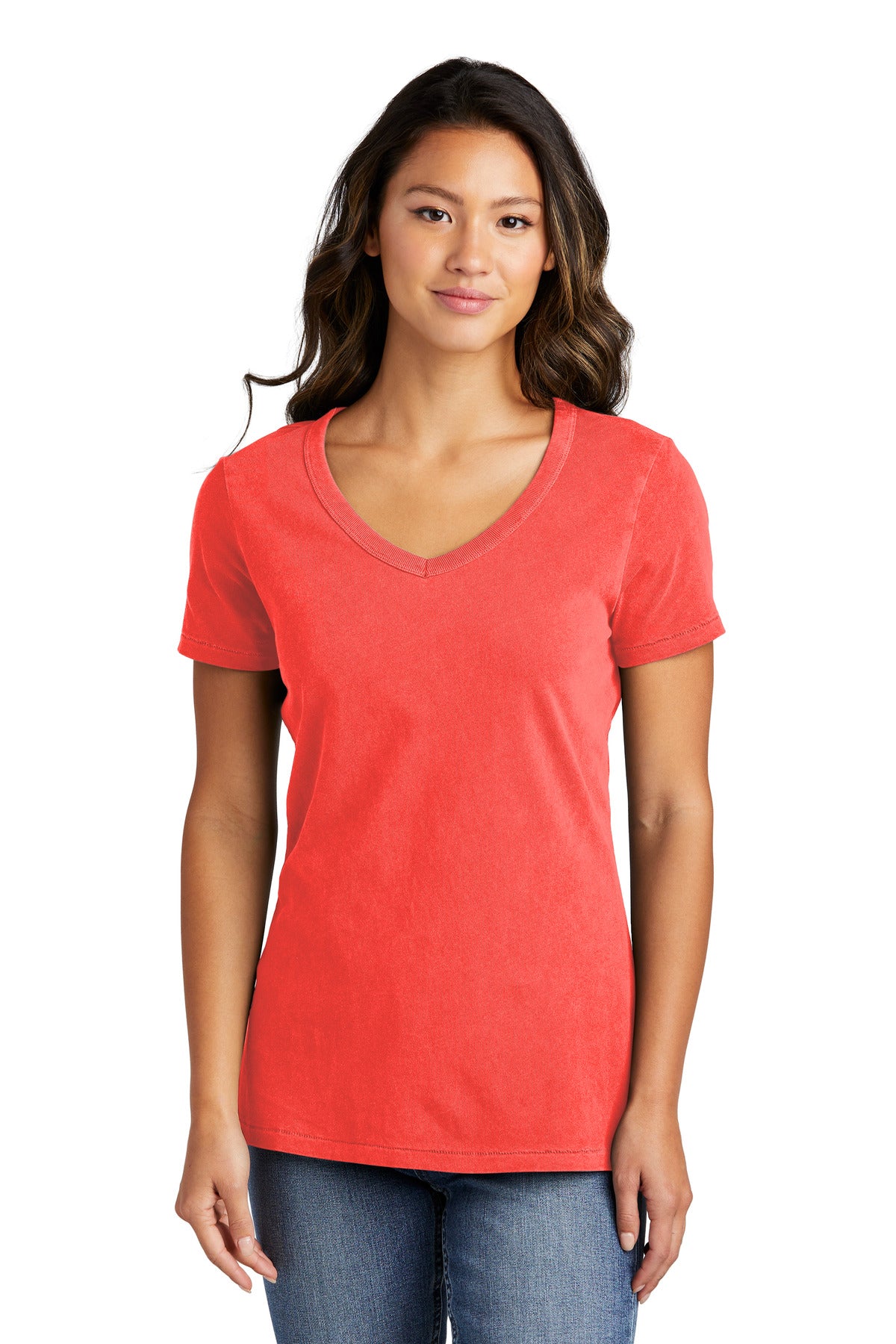 Port & CompanyÂ® Women's Beach WashÂ® Garment-Dyed V-Neck Tee LPC099V