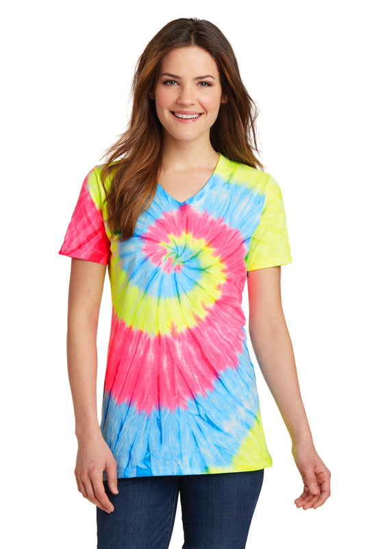 Port & CompanyÂ® Women's Tie-Dye V-Neck Tee.  LPC147V