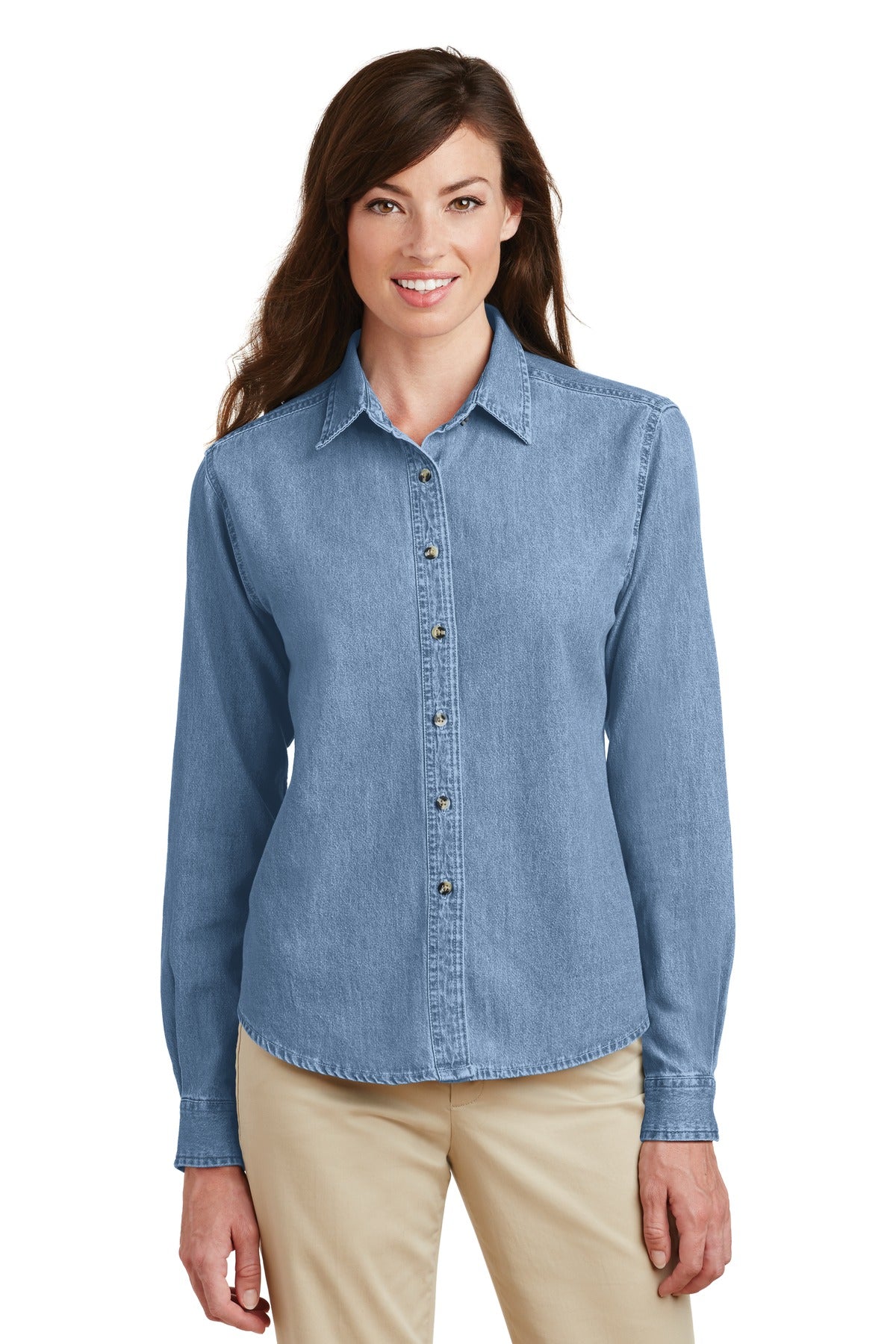 Port & Company? Women's Long Sleeve Value Denim Shirt.  LSP10