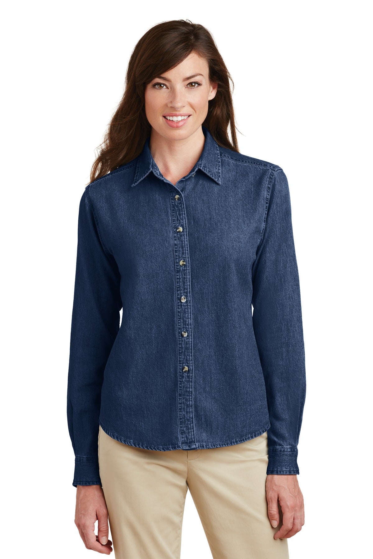 Port & Company? Women's Long Sleeve Value Denim Shirt.  LSP10