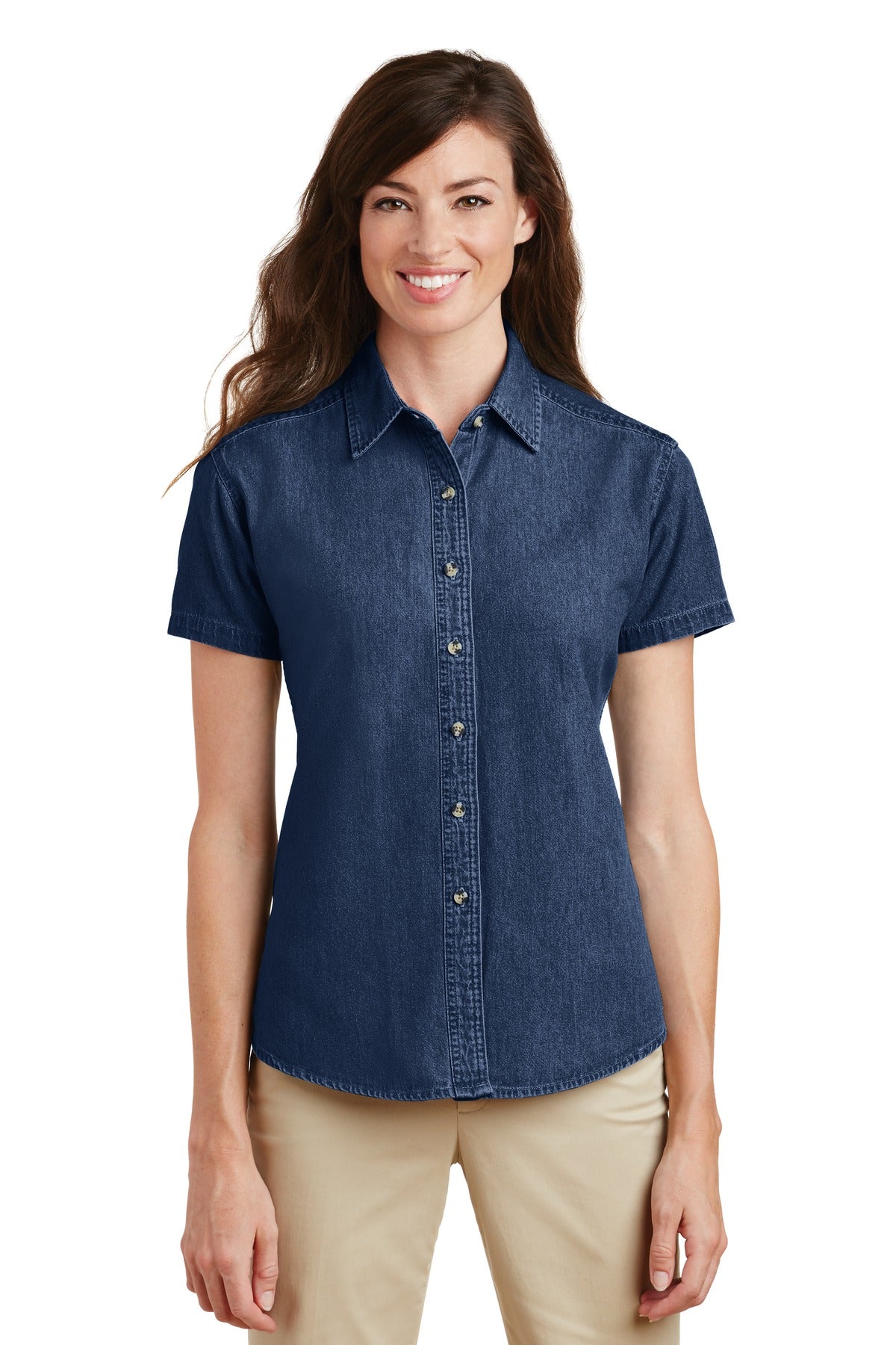 Port & Company? Women's Short Sleeve Value Denim Shirt.  LSP11