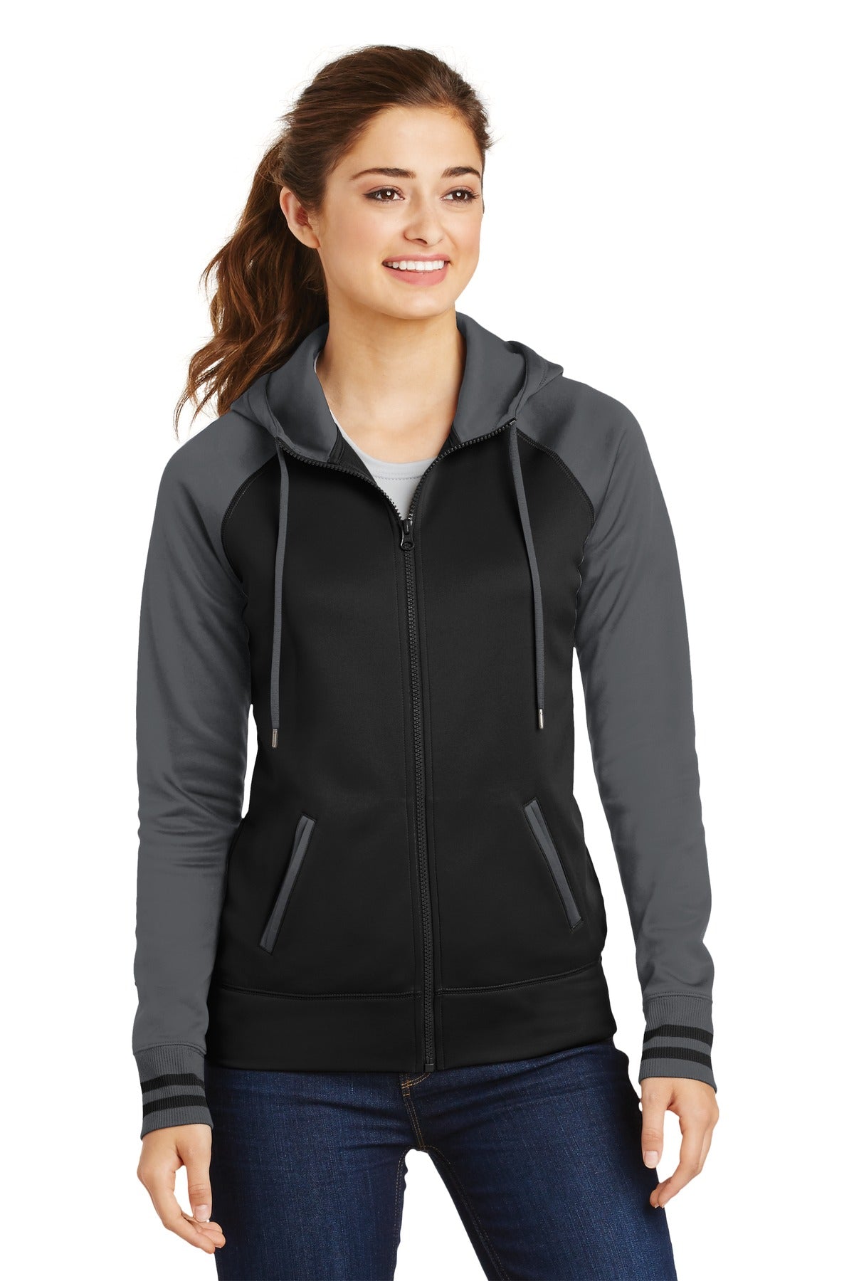 Sport-TekÃ‚Â® Women's Sport-WickÃ‚Â® Varsity Fleece Full-Zip Hooded Jacket. LST236