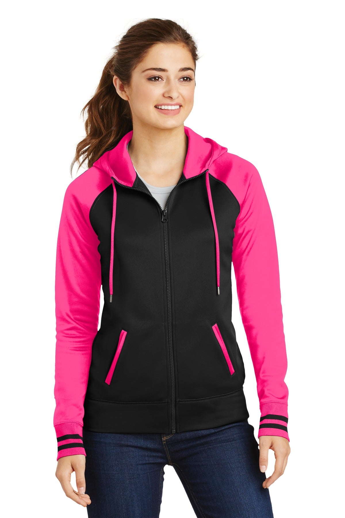 Sport-TekÃ‚Â® Women's Sport-WickÃ‚Â® Varsity Fleece Full-Zip Hooded Jacket. LST236