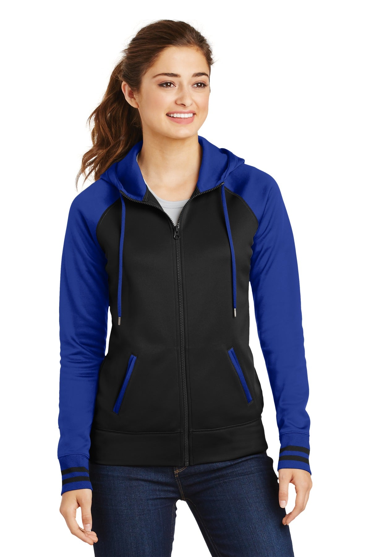 Sport-TekÃ‚Â® Women's Sport-WickÃ‚Â® Varsity Fleece Full-Zip Hooded Jacket. LST236