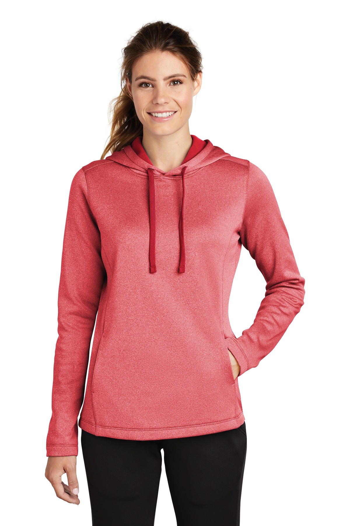 Sport-Tek ? Women's PosiCharge ? Sport-Wick ? Heather Fleece Hooded Pullover. LST264