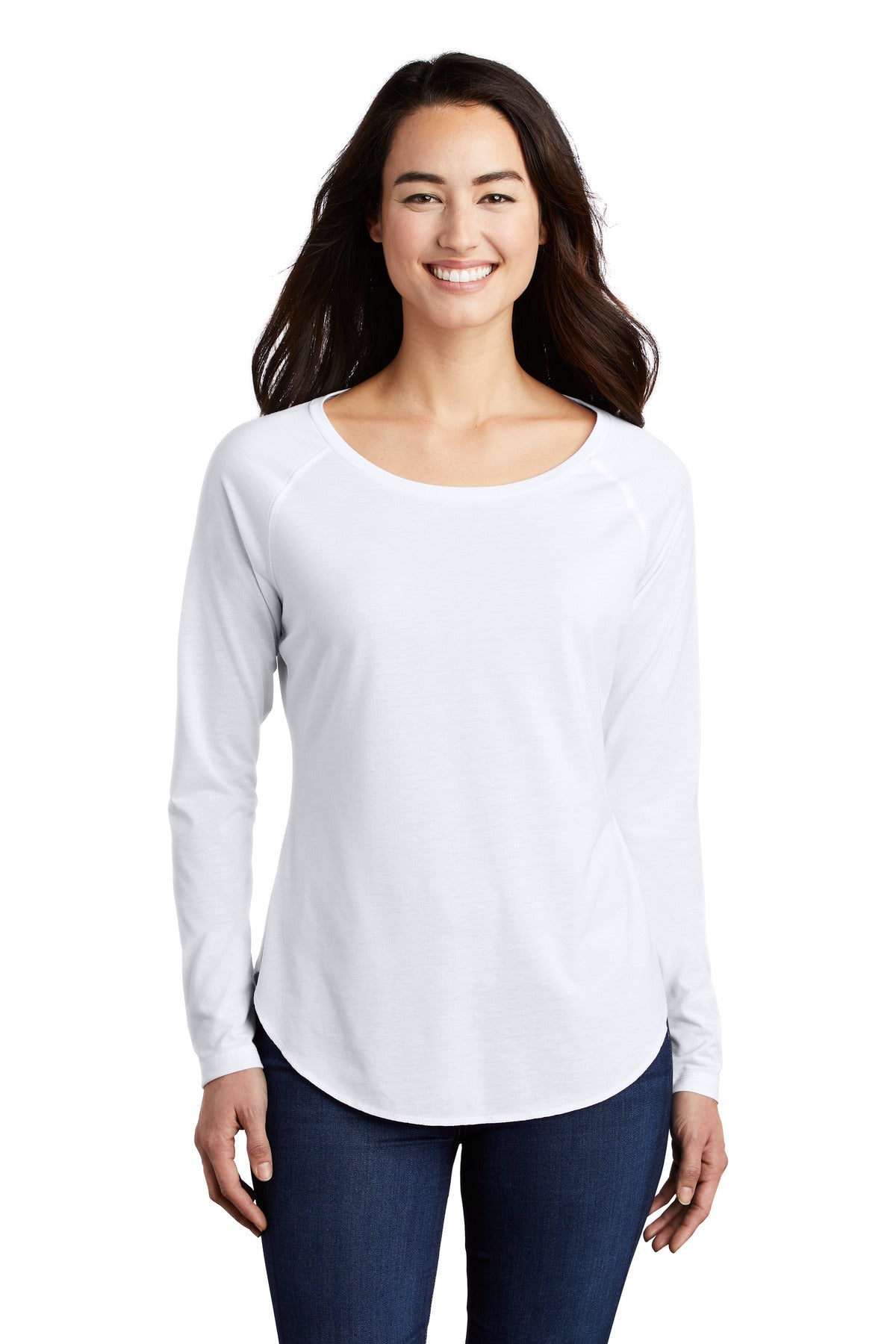 Sport-Tek Â® Women's PosiCharge Â® Long Sleeve Tri-Blend Wicking Scoop Neck Raglan Tee LST400LS