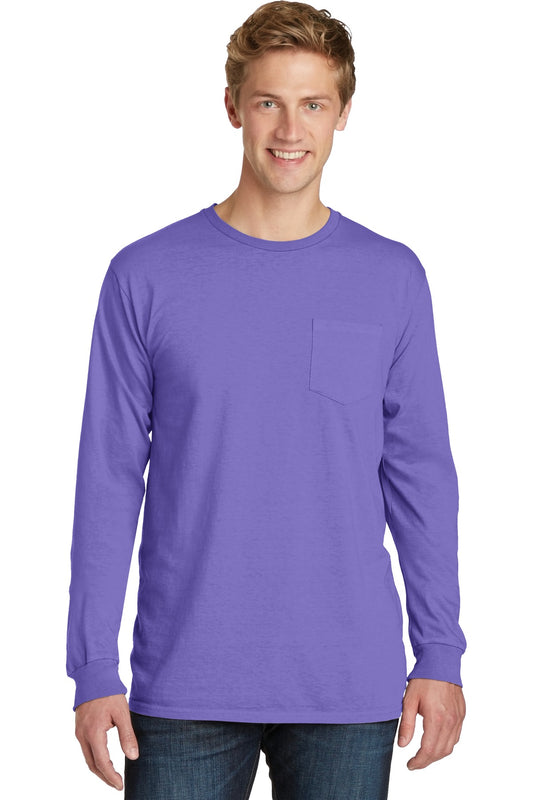 Port & CompanyÂ® Beach WashÂ® Garment-Dyed Long Sleeve Pocket Tee  PC099LSP