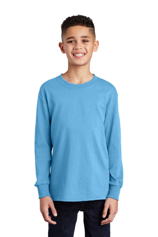 Port & CompanyÂ® Youth Long Sleeve Core Cotton Tee. PC54YLS