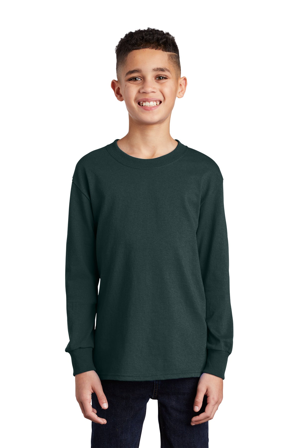 Port & CompanyÂ® Youth Long Sleeve Core Cotton Tee. PC54YLS