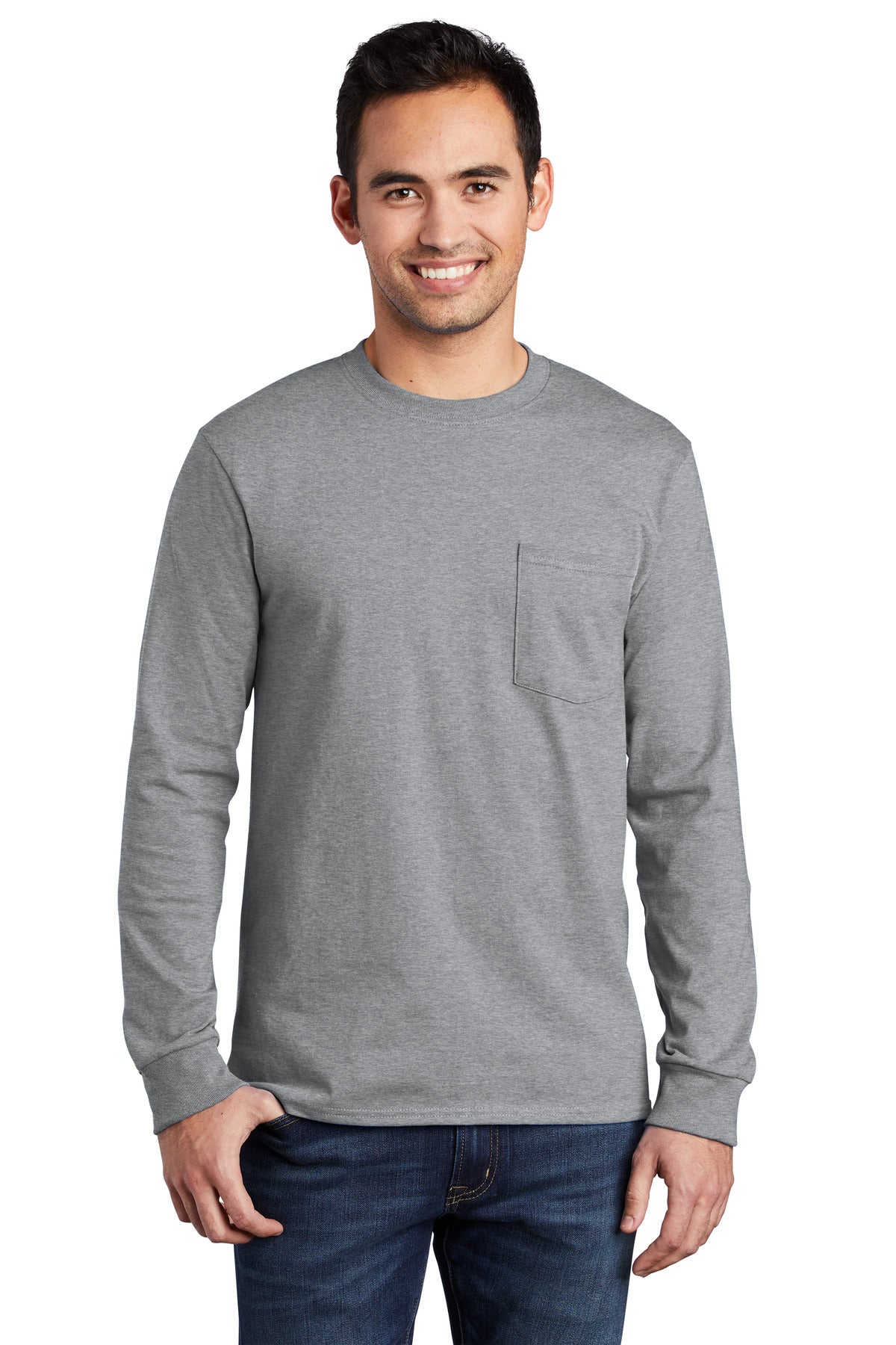 Port & Company? Tall Long Sleeve Essential Pocket Tee. PC61LSPT