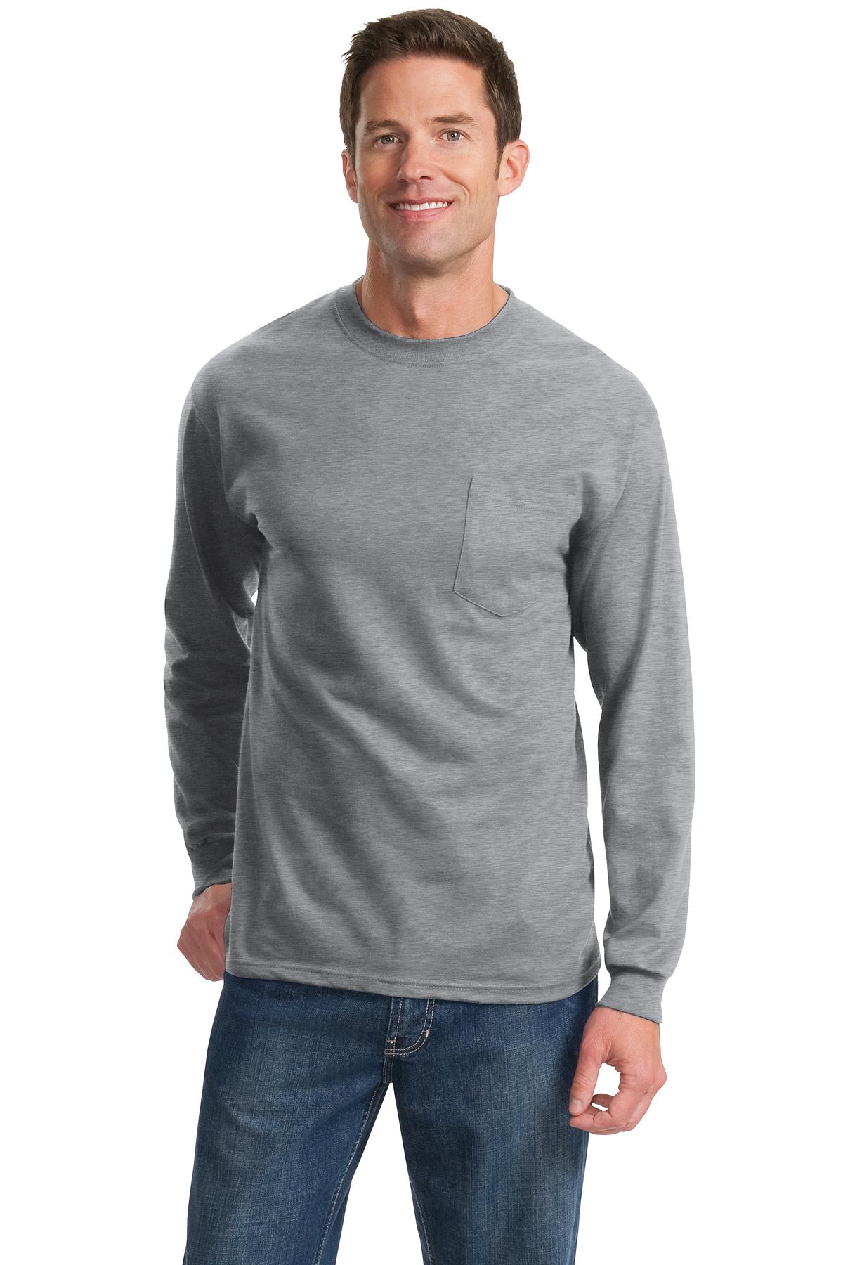 Port & CompanyÂ® - Long Sleeve Essential Pocket Tee.  PC61LSP