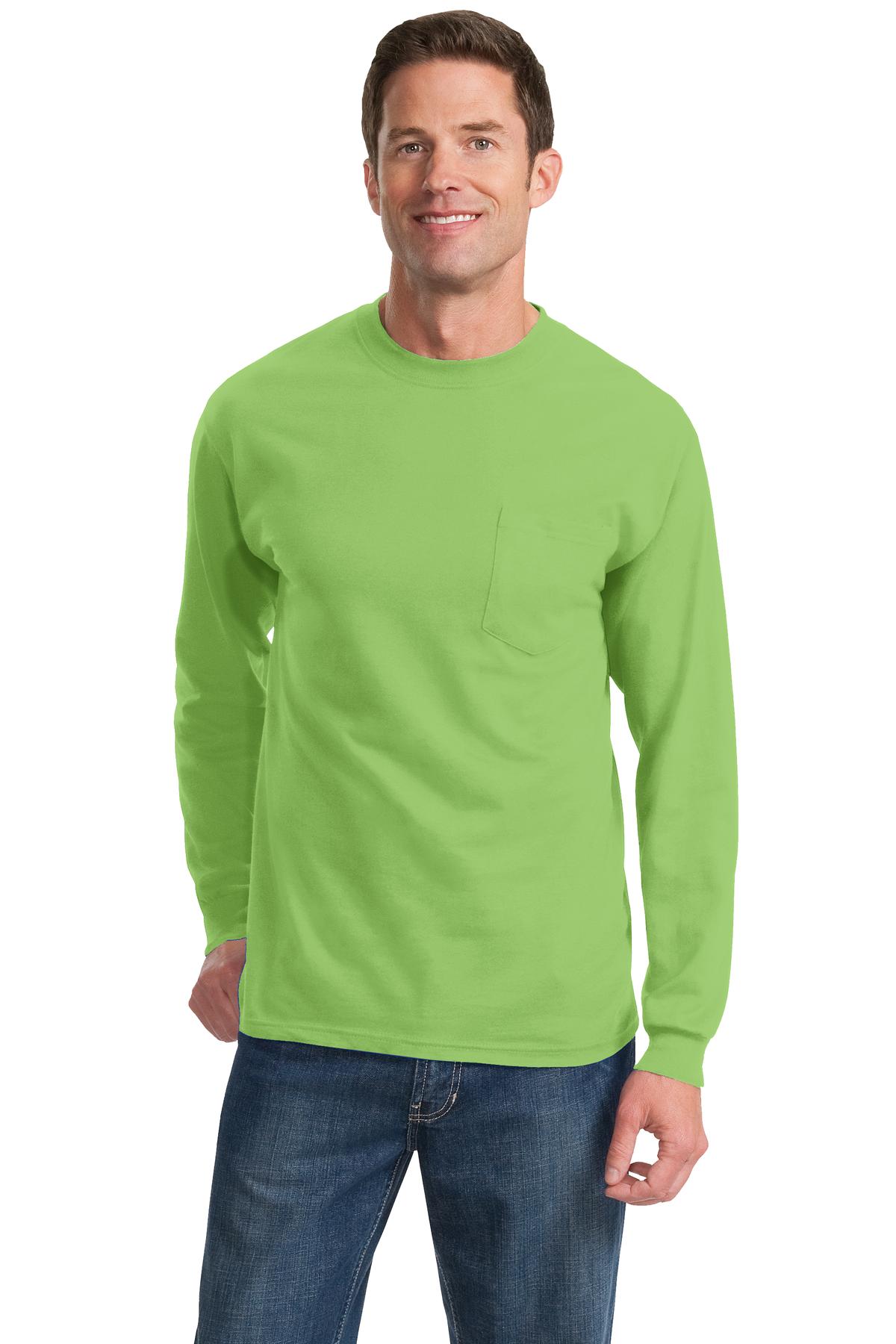 Port & CompanyÂ® - Long Sleeve Essential Pocket Tee.  PC61LSP