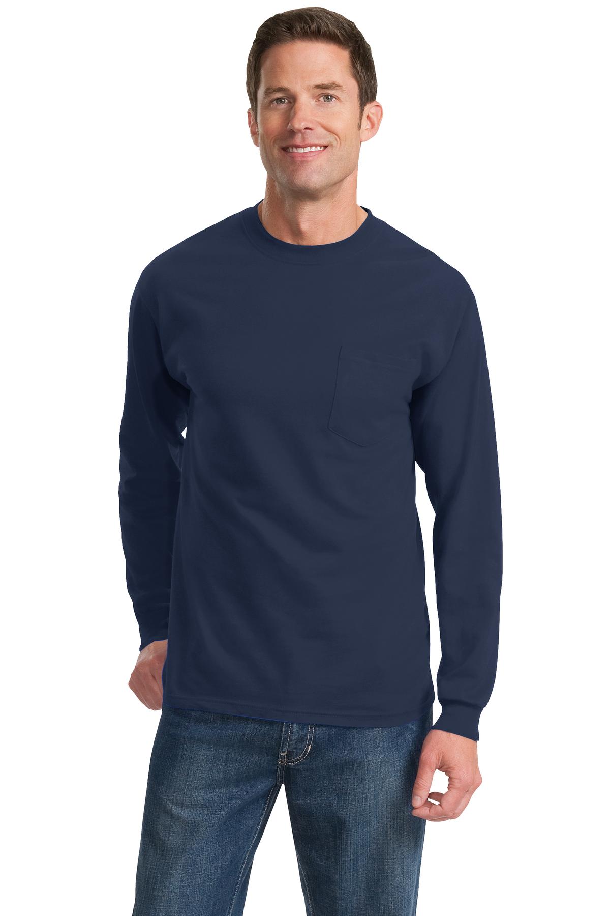 Port & Company? Tall Long Sleeve Essential Pocket Tee. PC61LSPT