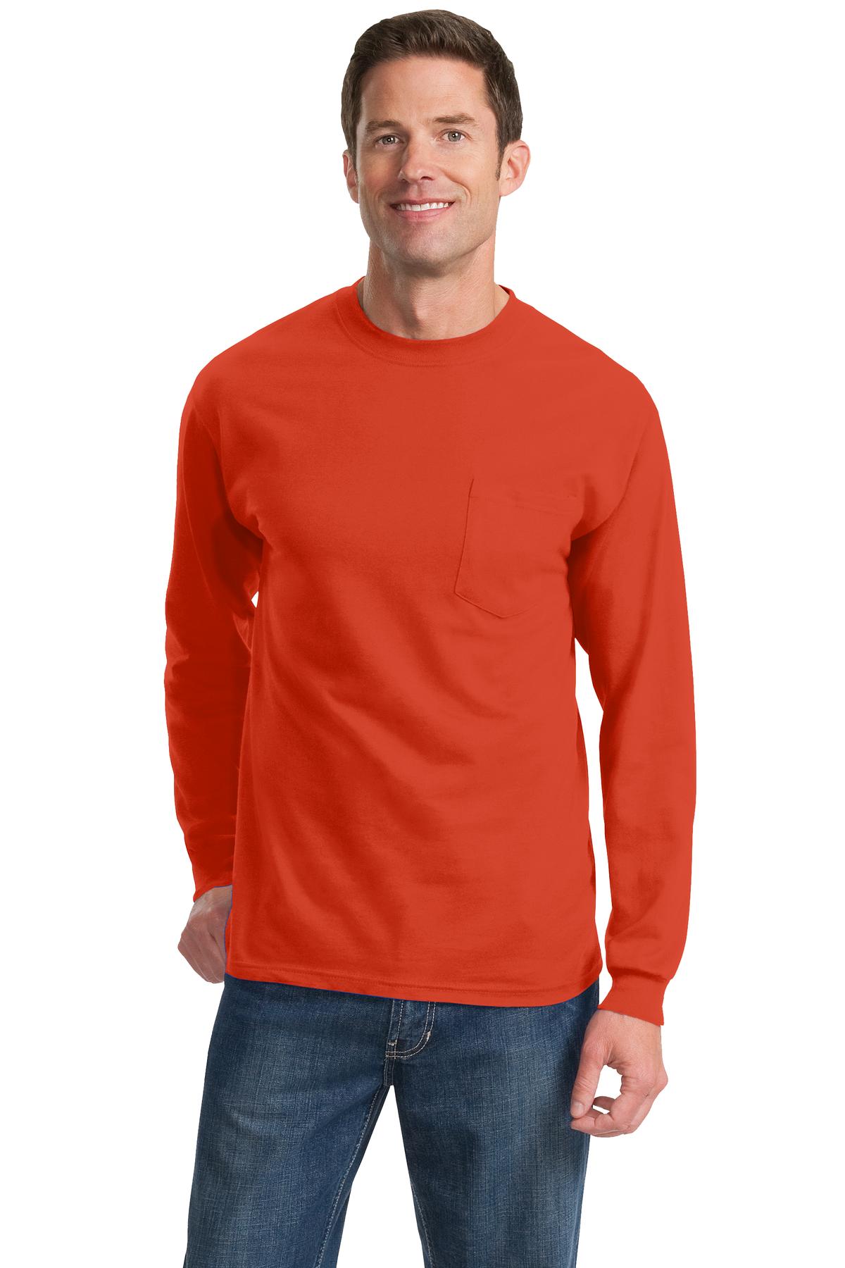 Port & CompanyÂ® - Long Sleeve Essential Pocket Tee.  PC61LSP